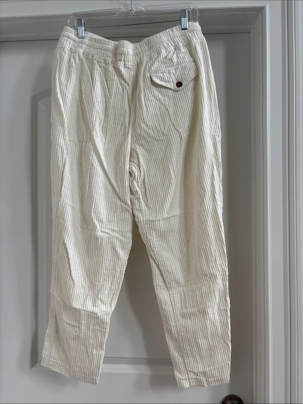 Light Cream Corduroy Drawstring Men's Pants